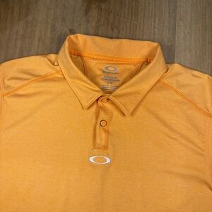 Oakley Hydrolix Short Sleeve Golf Polo Mens L Heather Orange Snap Logo